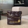 CHANEL Shiny Calfskin Quilted 22bag Dark Brown