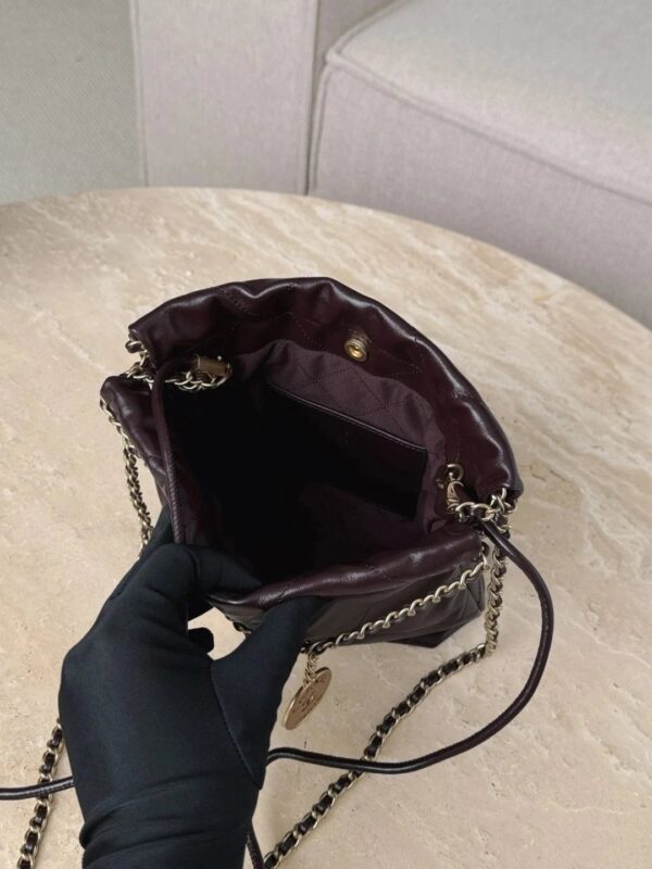 CHANEL Shiny Calfskin Quilted 22bag Dark Brown