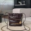 CHANEL Shiny Calfskin Quilted 22bag Dark Brown