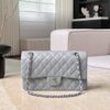 CHANEL Classique Flap Medium Light Grey Caviar Leather