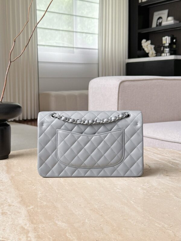 CHANEL Classique Flap Medium Light Grey Caviar Leather