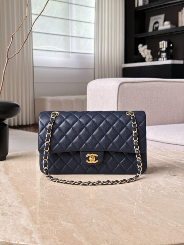 CHANEL Classique Flap Medium Dark Blue Caviar Leather
