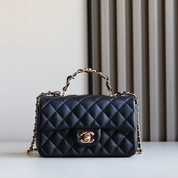 CHANEL 23K Classic Handbag With Top Handle Lambskin