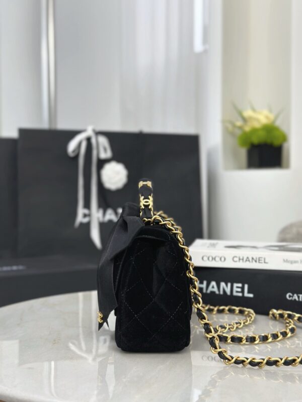 CHANEL Mini Flap Bag with Top Handle Velvet, Silk