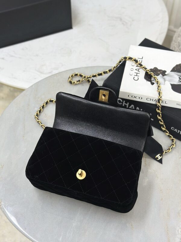 CHANEL Mini Flap Bag with Top Handle Velvet, Silk