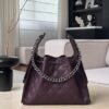 CHANEL 25 Hobo Bag Caflskin Dark Burgundy With Charcoal Color Hardware