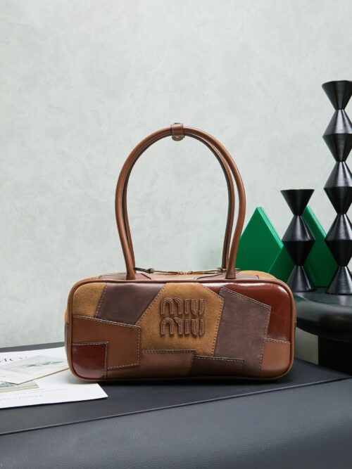 miumiu beau leather patchwork bag