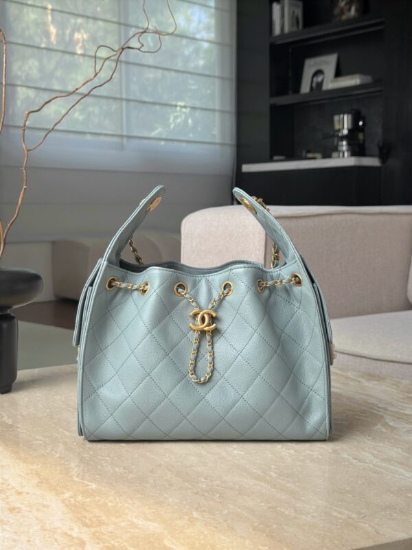 CHANEL 25Bag Caviar leather Small In Dusty Blue