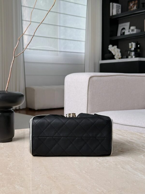 CHANEL 25 Mini Handbag Calfskin Black & White