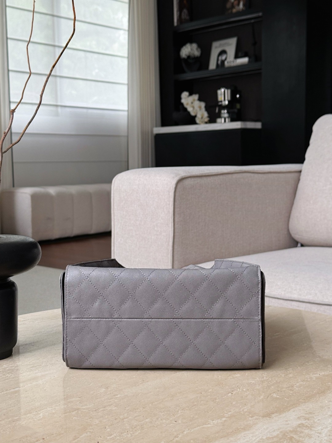 IMG_9605 CHANEL 25Bag Caviar leather In Grey - 图片 5