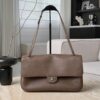 CHANEL Maxi Flap Bag Grained Calfskin In Light Brown