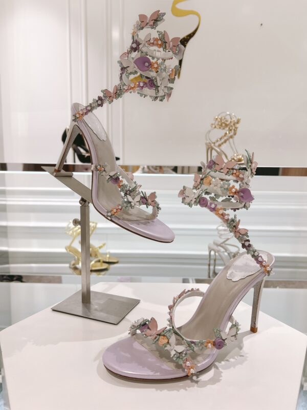 rene caovilla flower purple heel