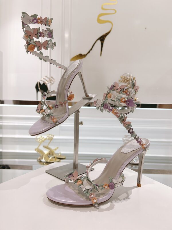 rene caovilla flower purple heel