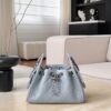 CHANEL 25 Hobo Bag Caflskin Lake Blue With Charcoal Color