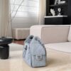 CHANEL 25 Hobo Bag Caflskin Lake Blue With Charcoal Color