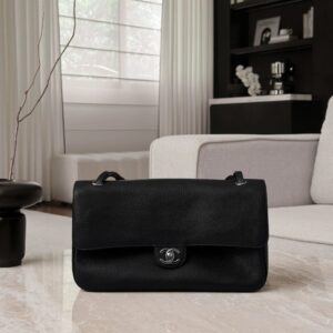 CHANEL Maxi Flap Bag Grained Calfskin In Black