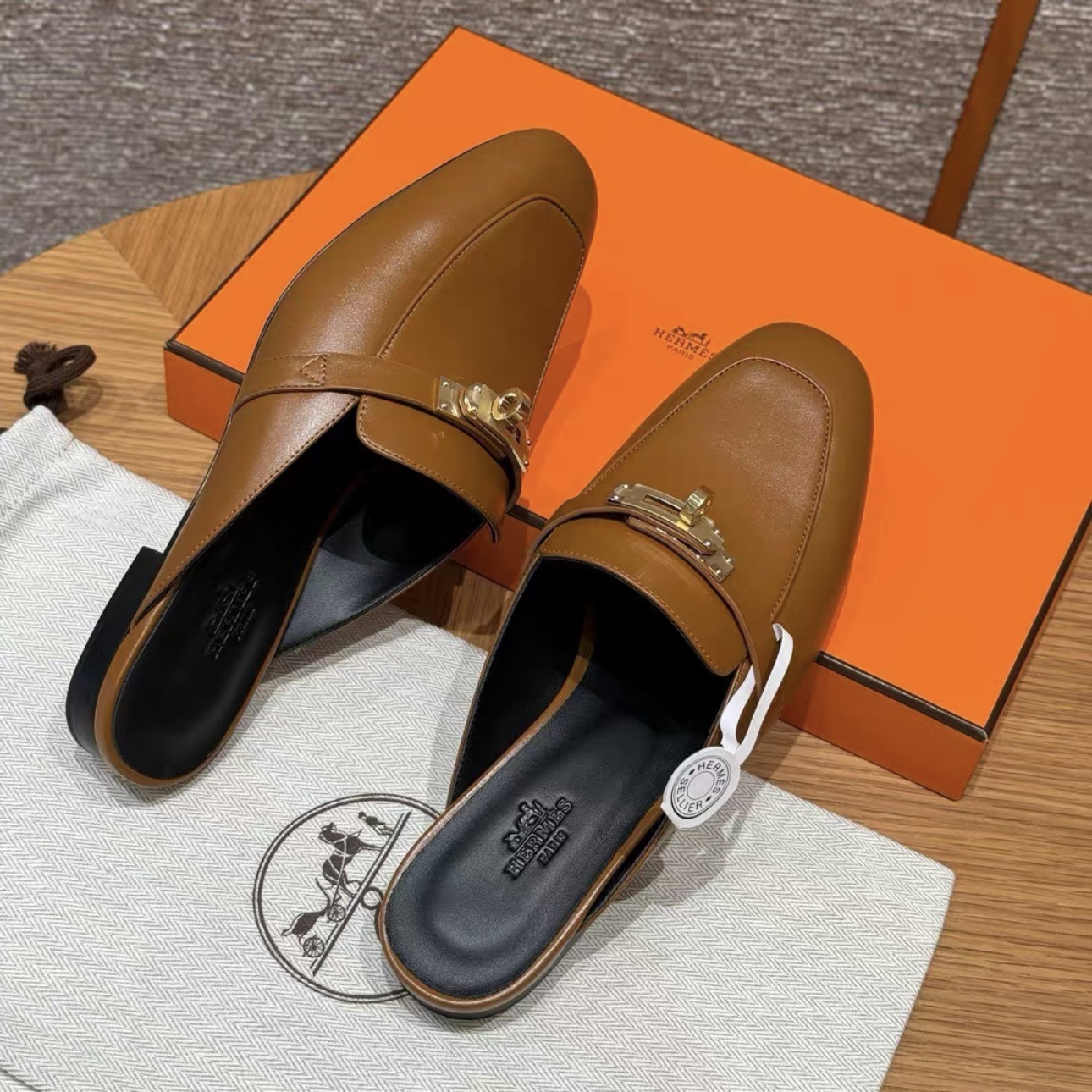 Screenshot HERMES Kelly 0z Mules Women Shoes Handcrafted Genuine Leather - 图片 3