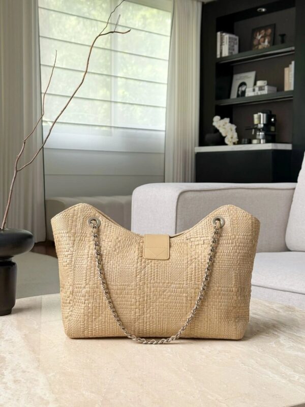 CHANEL Shopping Bag Braided Raffia Beige