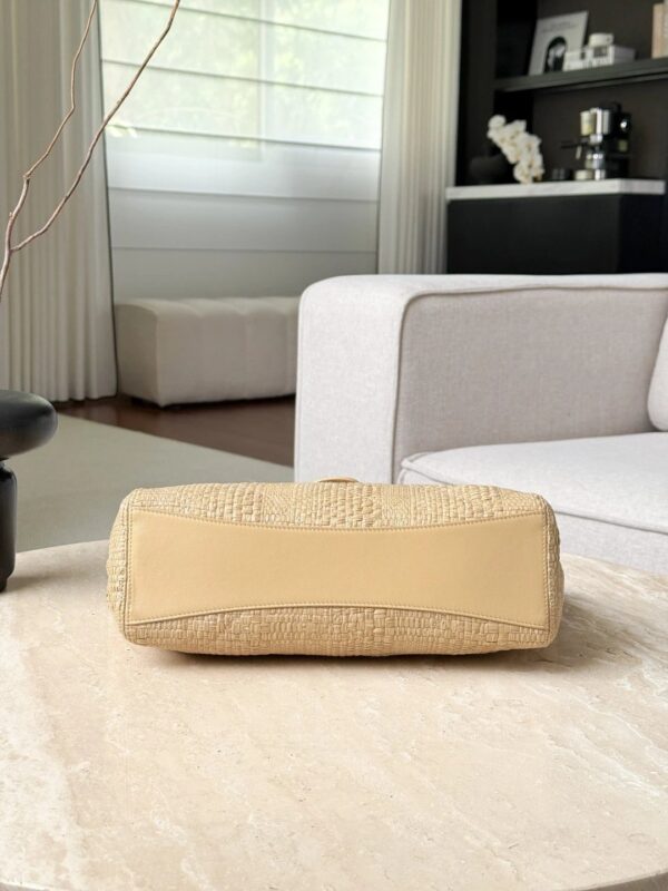CHANEL Shopping Bag Braided Raffia Beige