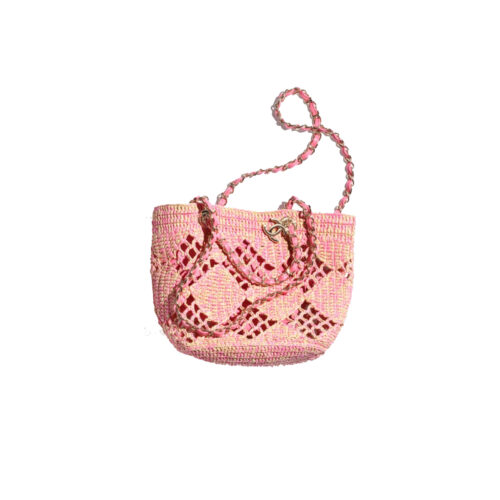a CHANEL 24A Cocobeach Collection Raffia Small Tote Bag