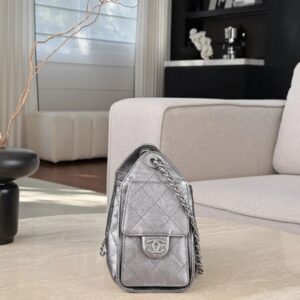 chanel 25bag calfskin in dark metallie silver