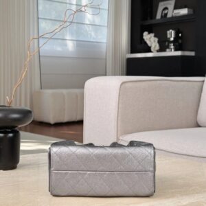 chanel 25bag calfskin in dark metallie silver