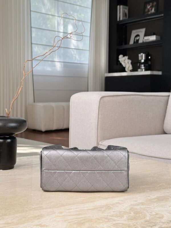 chanel 25bag calfskin in dark metallie silver
