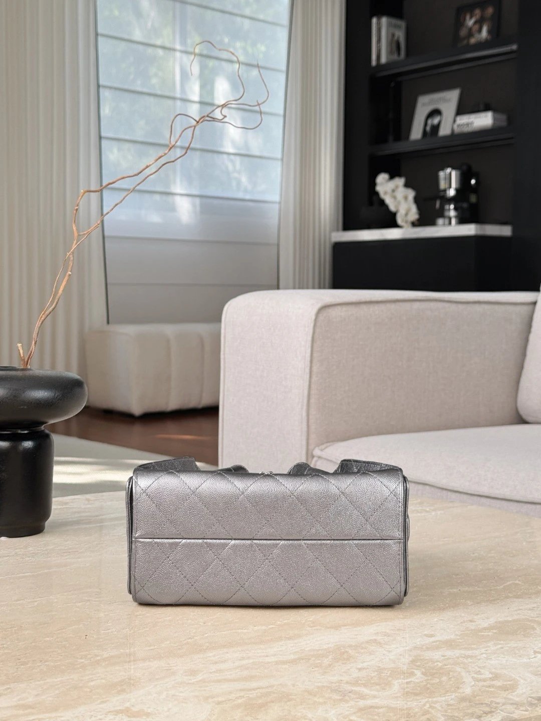 chanel 25bag calfskin in dark metallie silver chanel 25bag calfskin in dark metallie silver