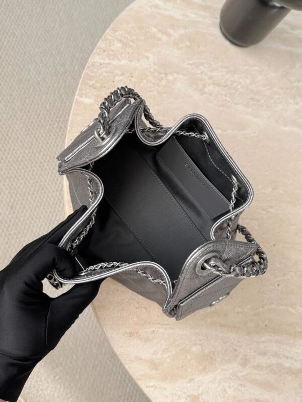 chanel 25bag calfskin in dark metallie silver