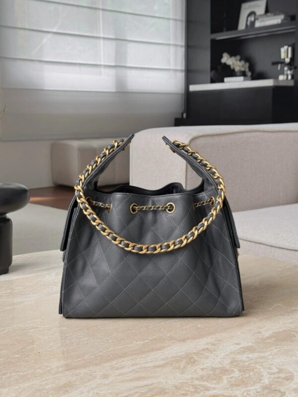 chanel 25bag caviar leather in dark grey