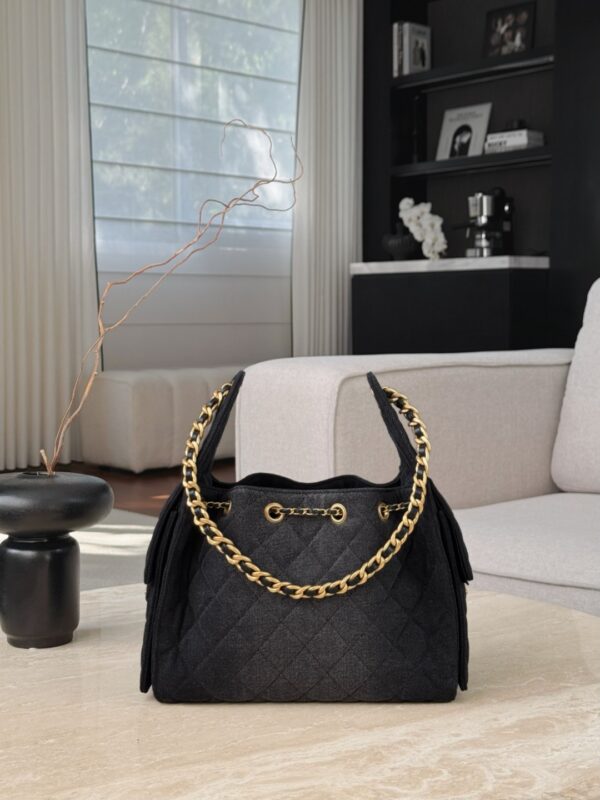 chanel 25c 25bag wash denim grey