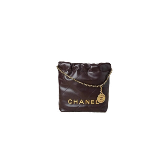 bgfbfgf CHANEL Shiny Calfskin Quilted 22bag Dark Brown