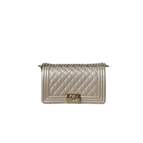 bgfdrnjuj CHANEL Le Boy 25 Champagne Gold Bag