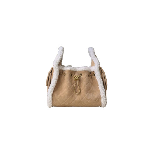 bjuyjuui CHANEL 25K 25bag Small Crumpled Shearling Sheepskin