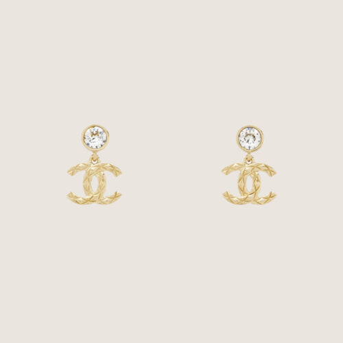 CHANEL Pendant Embossed CC Earrings