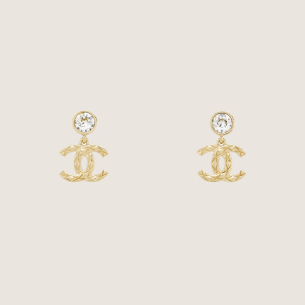CHANEL Pendant Embossed CC Earrings