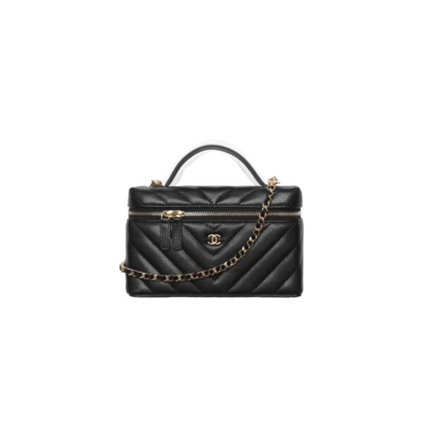 CHANEL Vanity with Chain Grained Shiny Calfskin