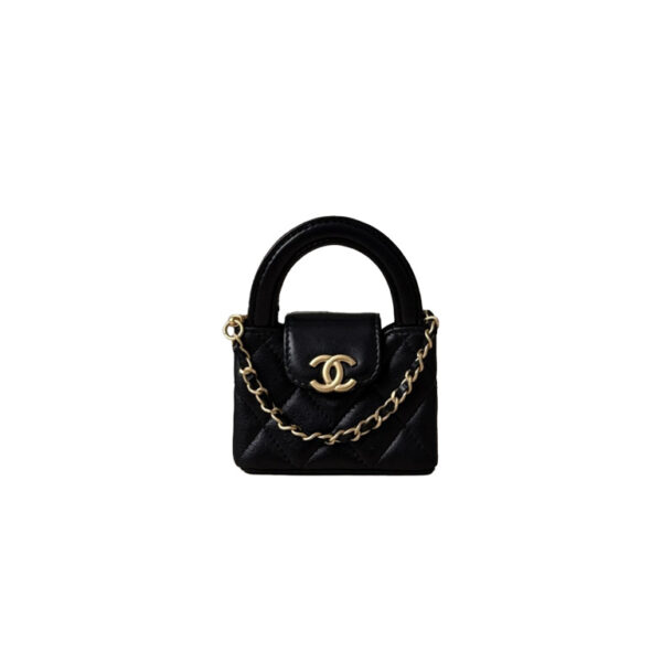 CHANEL 26C Mini Lambskin Quilted Bag Charm in Classic Black