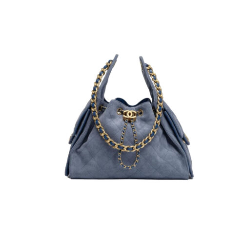 CHANEL 25 Hobo Bag Suede-Blue