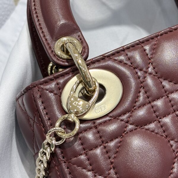 dior mini lady dior bag deep amaranth pearlescent cannage lambskin