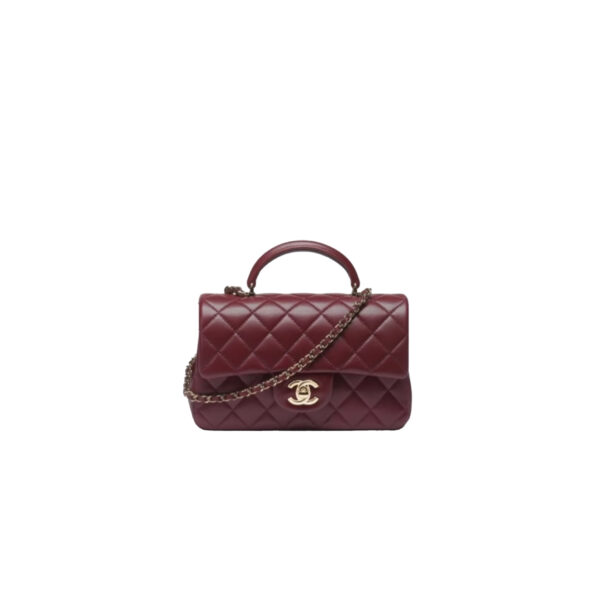 CHANEL MINI Classic Handbag With Top Handle Lambskin