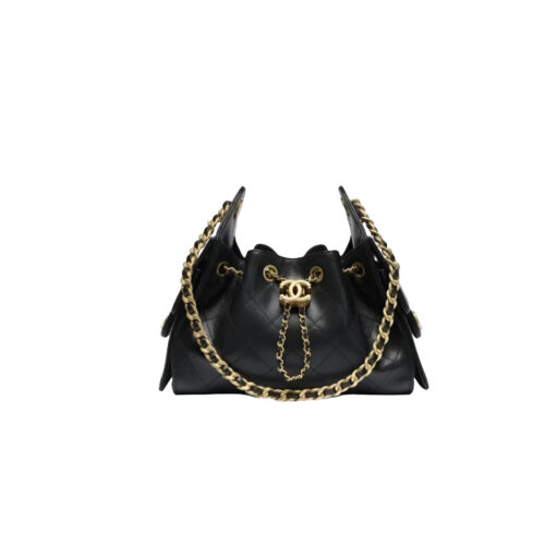 CHANEL 26C MINI Hobo Bag Grained Calfskin In Black