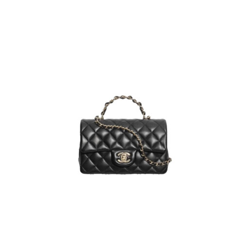 CHANEL 23K Classic Handbag With Top Handle Lambskin