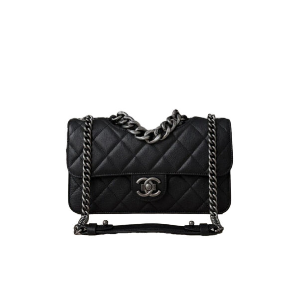 CHANEL Flap Bag Quilted Goatskin Small Black