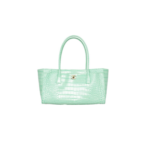 CHANEL Small Shopping Bag Green Crocodile embossed calfskin