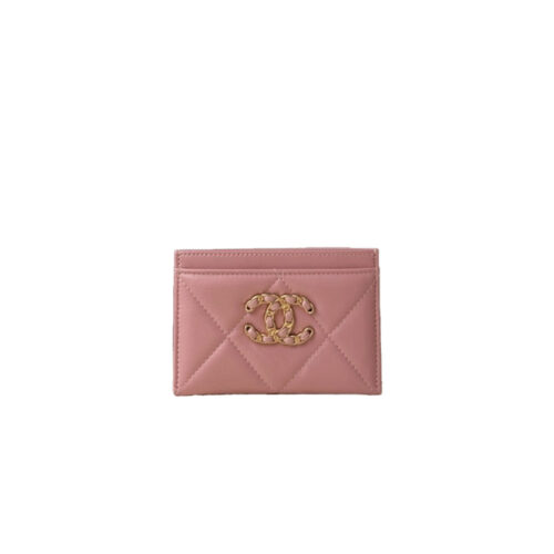 CHANEL Lambskin Quilted 19 Card Holder