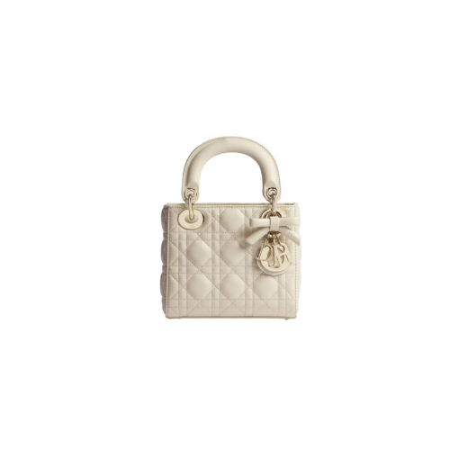 Mini Lady Dior Bag with Chain Craie Cannage Lambskin