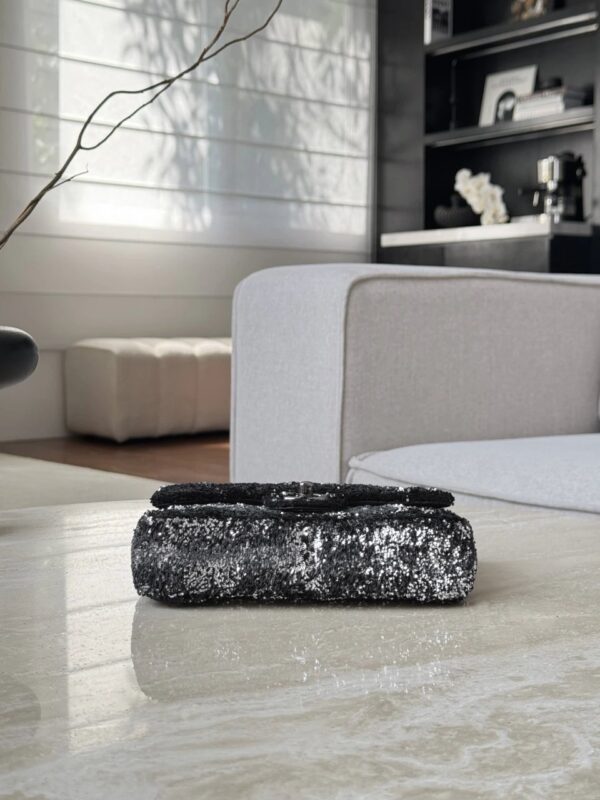 chanel flag bag quilted gradient sequins & ruthenium finish metal