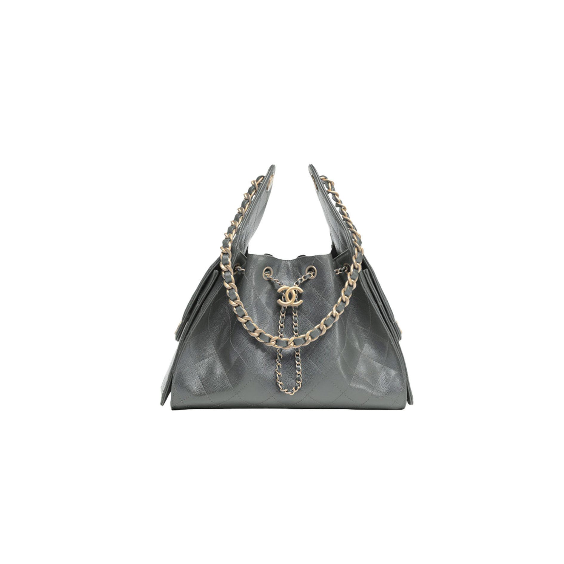 dheeewdcf CHANEL 25Bag Caviar leather In Dark Grey