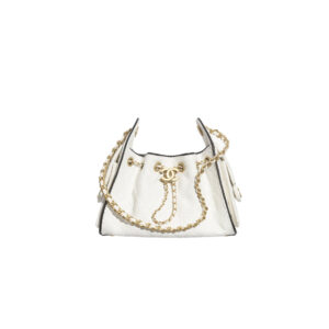 CHANEL 25bag Braided Raffia White & Black